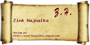 Zink Hajnalka névjegykártya